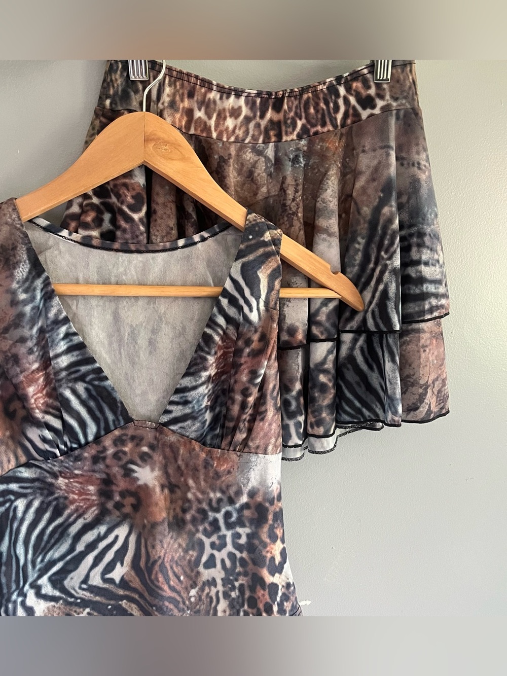 Animal Print Two-Piece Set - Mixed Brown & Black